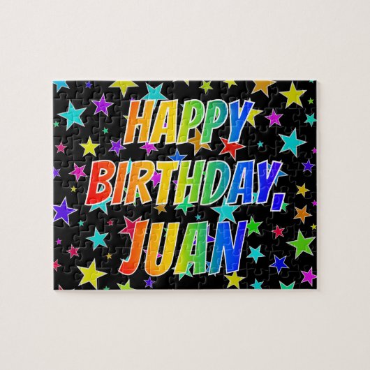 Puzzle "JUAN" First Name, Fun "HAPPY BIRTHDAY" (Horizontal)