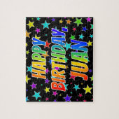 Puzzle "JUAN" First Name, Fun "HAPPY BIRTHDAY" (Vertical)