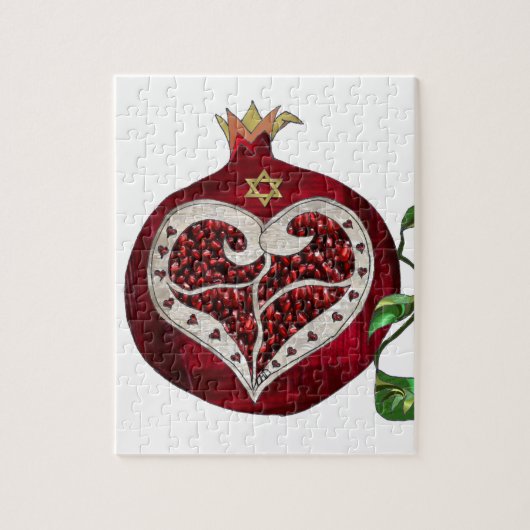 Puzzle Judaica Pomegranate Heart Hanoukka Rosh Hashanah (Vertical)