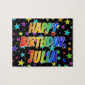 Puzzle "JULIA" Prénom, "HEUREUX ANNIVERSAIRE" (Horizontal)