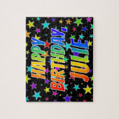 Puzzle "JULIE" Prénom, Amusant "HEUREUX ANNIVERSAIRE" (Vertical)