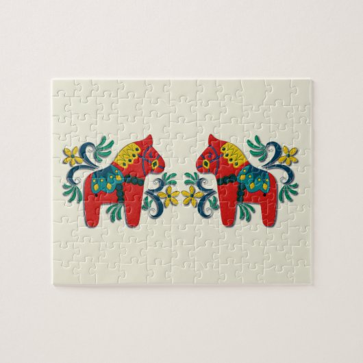 Puzzle Jumeaux suédois de Scandinave de cheval de Dala de (Horizontal)