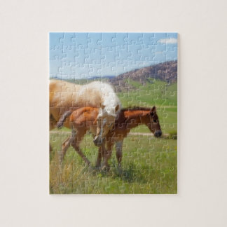 Puzzle Jument de photo de cheval et décor de maison et de
