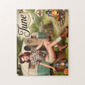 Puzzle June Retro Summer Camping Pin-Up Girl  (Vertical)