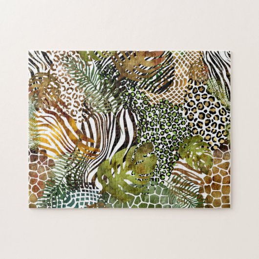 Puzzle jungle animale abstraite colorée (Horizontal)