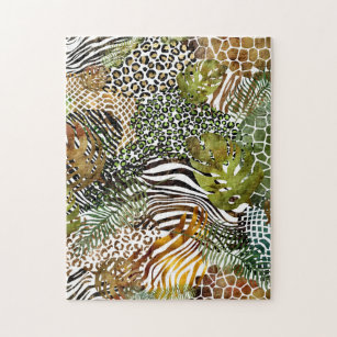 Puzzle jungle animale abstraite colorée
