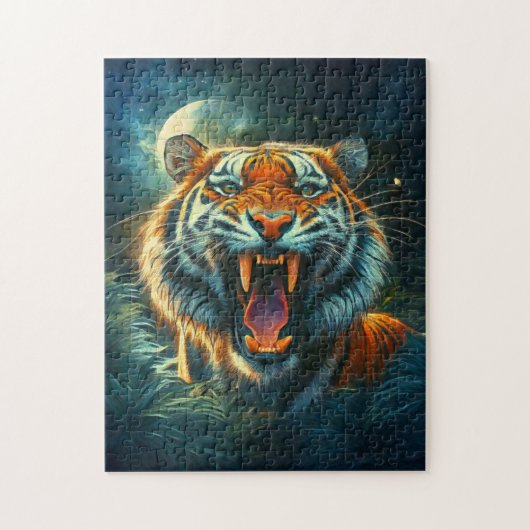 Puzzle Jungle au clair de lune de tigres (Vertical)
