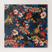 Puzzle Jungle Chic : Bleu foncé Exotique. (Horizontal)