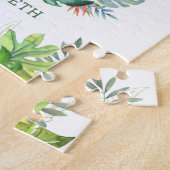 Puzzle Jungle Tropical Rustique Floral Flamant Nom Mignon (Côté)