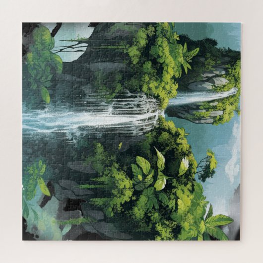 Puzzle Jungle tropicale avec cascade (Horizontal)