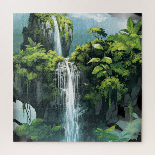 Puzzle Jungle tropicale avec cascade