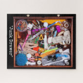 Puzzle Junk Drawer Chaos Vintage Flat Lay Illustration (Horizontal)