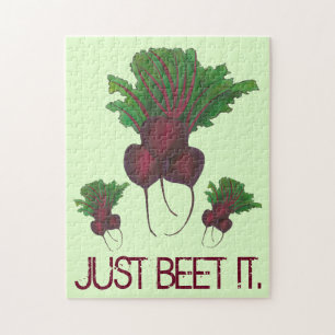 Puzzle Just Beet (Beat) It Funny Red Beets Garden Veggie