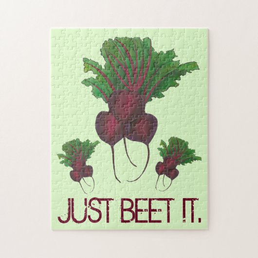 Puzzle Just Beet (Beat) It Funny Red Beets Garden Veggie (Vertical)