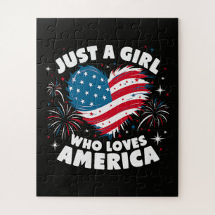 Puzzle Juste une fille qui aime l'Amérique Patriotique 