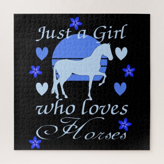 Puzzle Juste une fille qui aime les chevaux en bleu (Vertical)