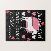 Puzzle Juste une fille qui aime les chevaux en rose Rose (Horizontal)
