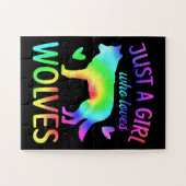 Puzzle Juste Une Fille Qui Aime Les Loups Aquarelle, Aqua (Horizontal)