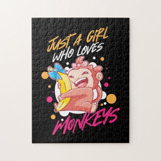 Puzzle Juste Une Fille Qui Aime Les Singes (Vertical)