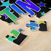 Puzzle "JUSTIN" Prénom, Amusant "HEUREUX ANNIVERSAIRE" (Côté)