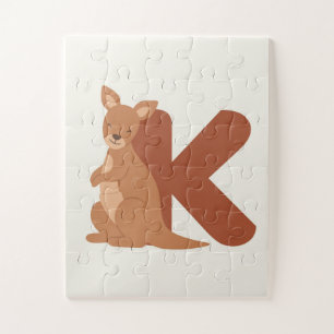 Puzzle K est pour Kangourou – Affiche Alphabet Animaux Mi