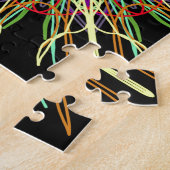 Puzzle Kaleidoscope orange jaune noir vert bleu fleur (Côté)