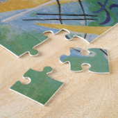 Puzzle Kandinsky rouge ovale Abstraite oeuvre d'art vert  (Côté)