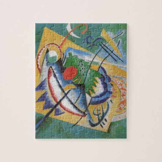 Puzzle Kandinsky rouge ovale Abstraite oeuvre d'art vert (Vertical)