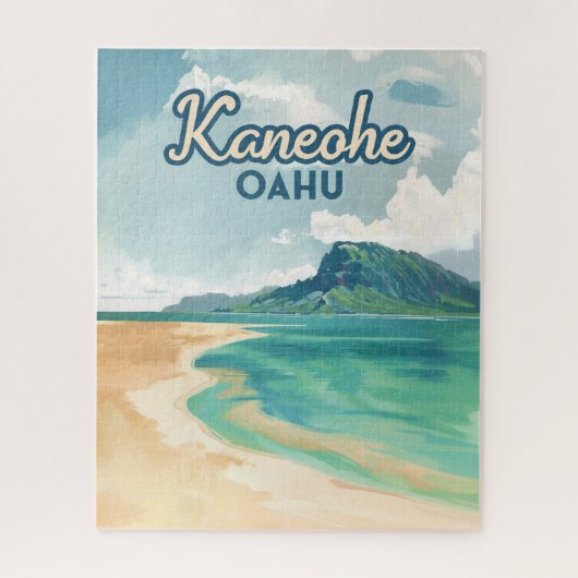 Puzzle Kaneohe Sandbar Oahu Hawaii Retro (Vertical)