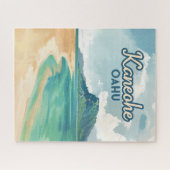 Puzzle Kaneohe Sandbar Oahu Hawaii Retro (Horizontal)