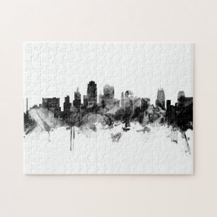 Puzzle Kansas City Missouri Skyline noir blanc
