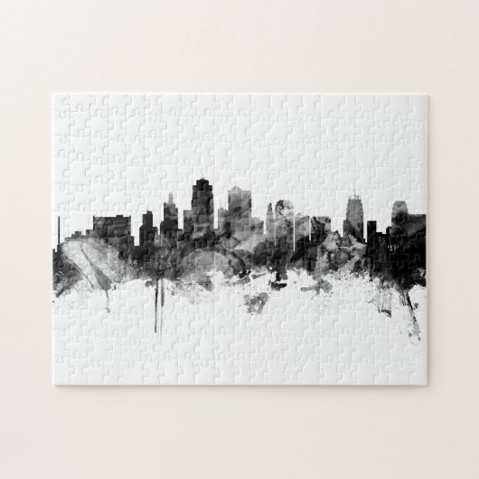 Puzzle Kansas City Missouri Skyline noir blanc (Horizontal)