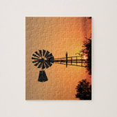 Puzzle Kansas Sunset with farm Windmill silhouette (Vertical)