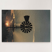 Puzzle Kansas Windmill Sunset With Sun Rays (Horizontal)