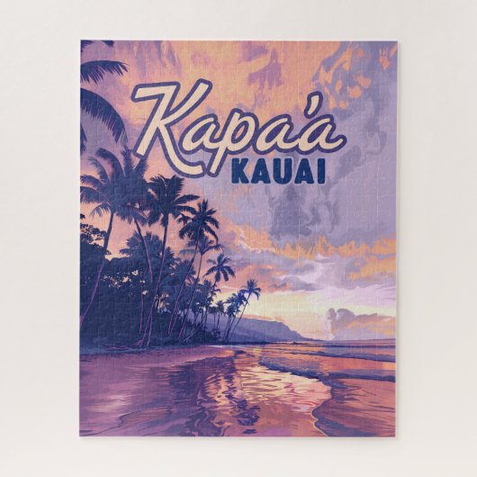Puzzle Kapaa Kauai Hawaii Beach Coucher de soleil Palmier (Vertical)