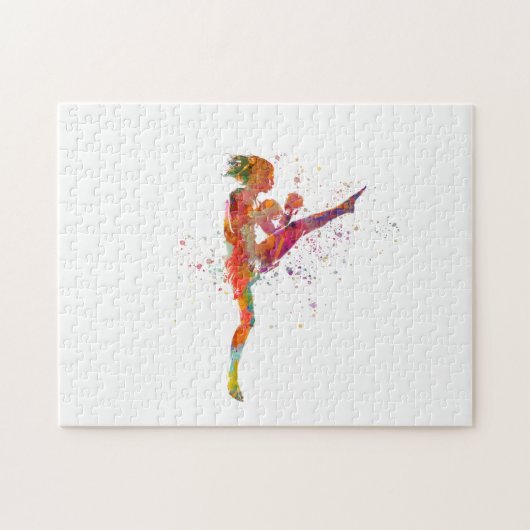 Puzzle Karate de thaï muay en aquarelle (Horizontal)