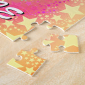 Puzzle Karate Girl Kick Stars and Swirls Retro (Côté)