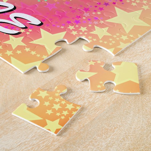 Puzzle Karate Girl Kick Stars and Swirls Retro (Côté)