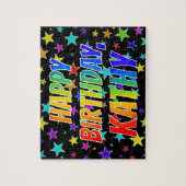 Puzzle "KATHY" Prénom, Amusant "HEUREUX ANNIVERSAIRE" (Vertical)