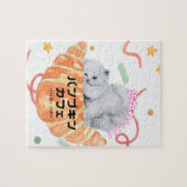 Puzzle Kawaii Cat & Croissant – Harajuku Aesthetic (Horizontal)