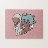 Puzzle Kawaii Chocolate Milk Cat – Cozy Drink & Cuteness  (Horizontal)