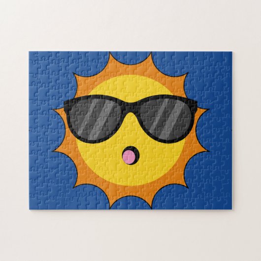 Puzzle Kawaii Soleil avec lunettes de soleil Joyeux visag (Horizontal)