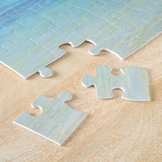 Puzzle Kayak jaune sur une plage blanche avec la paume (Côté)