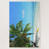 Puzzle Kayak jaune sur une plage blanche avec la paume (Vertical)