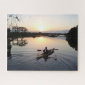 Puzzle Kayaker on Serene Lake Waters Sunrise Landscape (Horizontal)