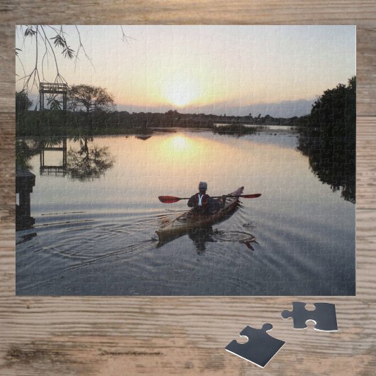 Puzzle Kayaker on Serene Lake Waters Sunrise Landscape