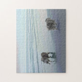 Puzzle Keeshonds at the Seashore Peinture Dog Art (Vertical)