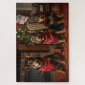 Puzzle Kelpie australien au coin de la cheminée de Noël (Vertical)