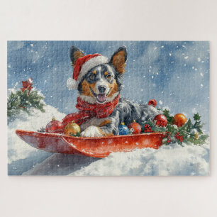 Puzzle Kelpie australienne dans Sledge laissez-le neiger