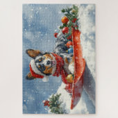Puzzle Kelpie australienne dans Sledge laissez-le neiger  (Vertical)